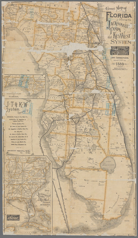 Correct map of Florida : showing the Jacksonville, Tampa and Key West system : the tropical trunk line and connections