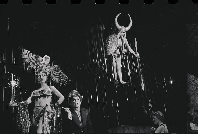 Joel Grey and ensemble in the stage production Cabaret