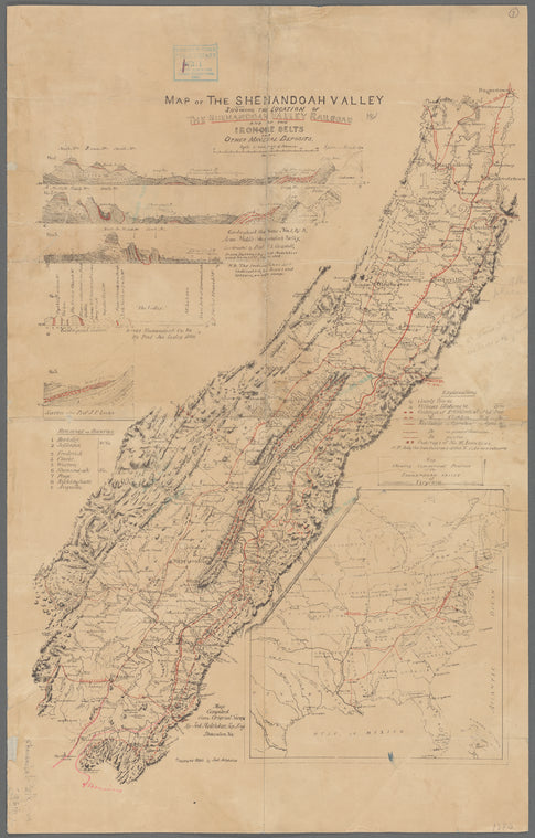 Map of the Shenandoah Valley : showing the location of the Shenandoah Valley Railroad and of the iron-ore belts and other mineral deposits
