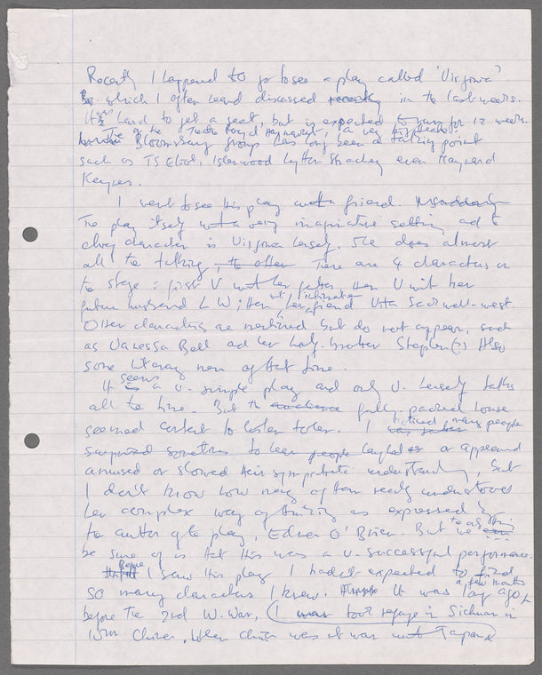 Ling, Shu-hua. [Memoir of Virginia Woolf] Holograph draft