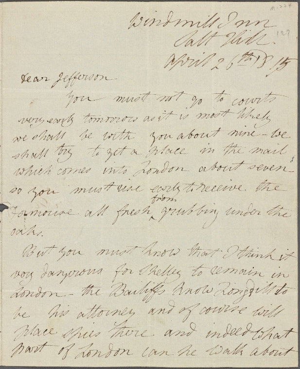 Autograph letter signed to Thomas Jefferson Hogg, 26 April 1815