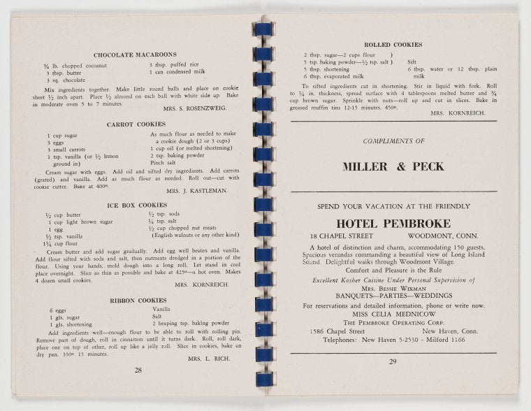 Hadassah cook book, pages 28 and 29