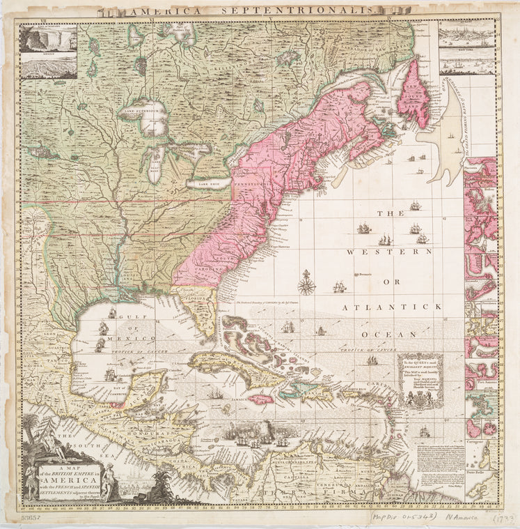A map of the British Empire in America with the French and Spanish settlements adjacent thereto
