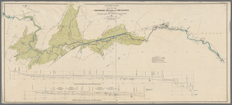 Plan of the Neponset River and Meadows: between the Walpole line and Milton Lower Mills