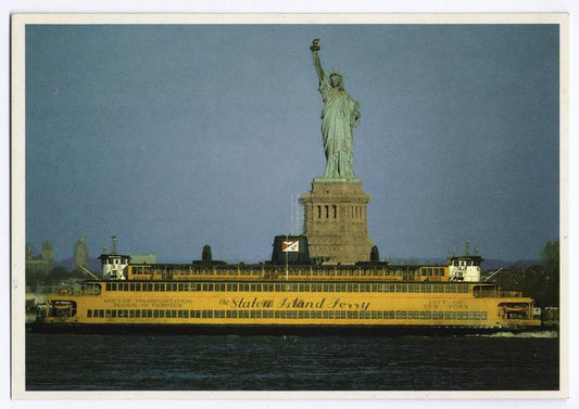 Statue of Liberty with Staten Island Ferry in foreground
