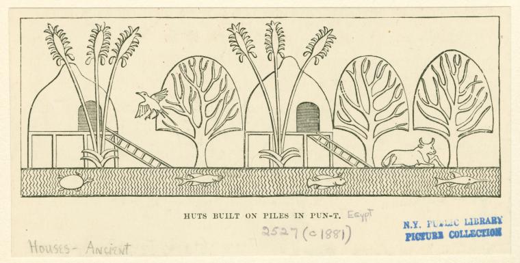 Huts built on piles in Pun-t [i.e., Punt]