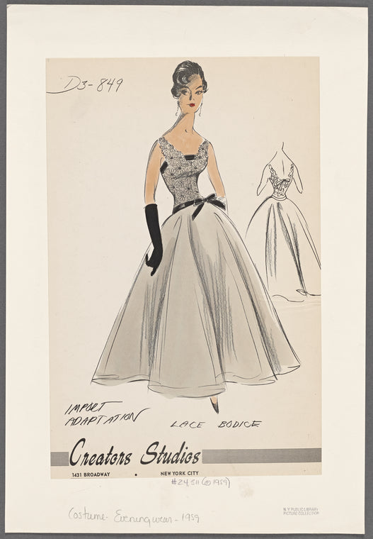 Evening gown with lace bodice
