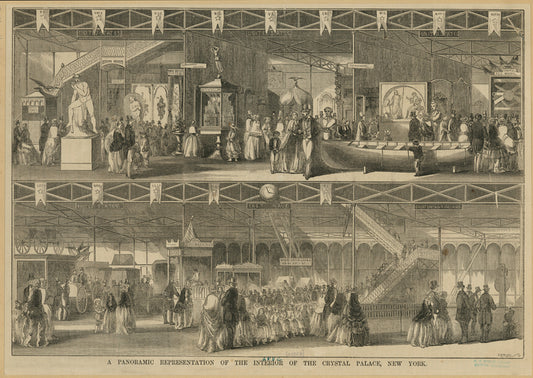 A panoramic representation of the interior of the Crystal Palace, New York