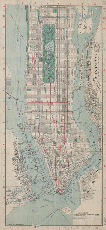 The Albemarle Hotel map of Manhattan, New York City : with index of streets and strangers' directory to business houses, public buildings, principal churches, places of amusement, etc. etc.