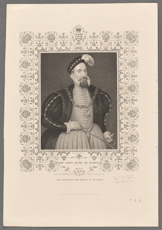 Henry Grey, Duke of Suffolk. Ob. 1554. From the original of Mark Gerard, in the collection of the Most Noble, the Marquis of Salisbury