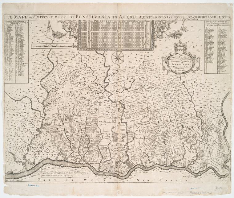 A mapp of ye improved part of Pensilvania in America, divided into countyes, townships, and lotts