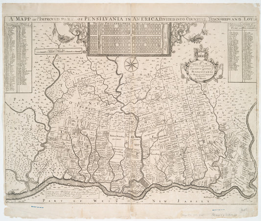 A mapp of ye improved part of Pensilvania in America, divided into countyes, townships, and lotts