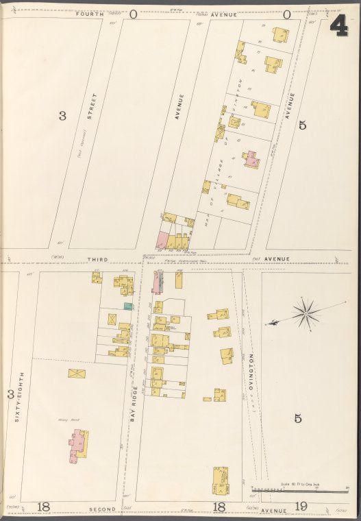 Brooklyn Vol. A Plate No. 4 [Map bounded by 68th St., Bay Ridge Ave., Ovington Ave.; Including 2nd Ave., 3rd Ave., 4th Ave.]