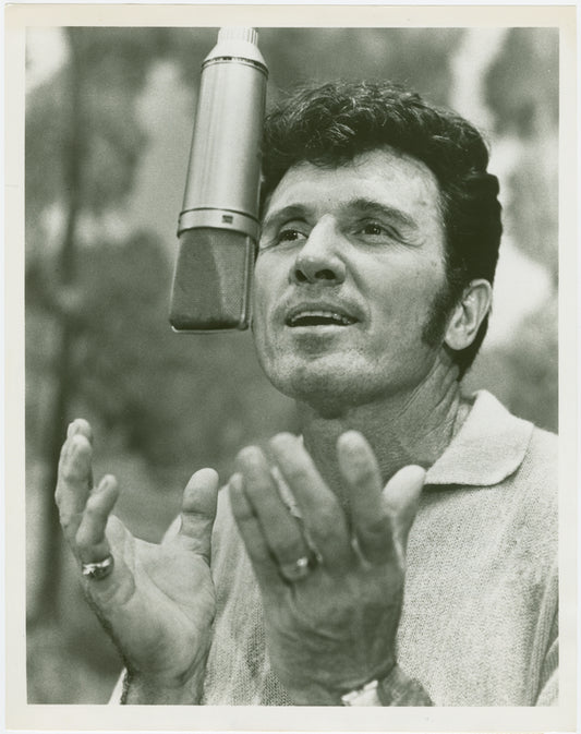 John Raitt (Billy Bigelow) at the original cast recording session for the 1965 revival of Carousel