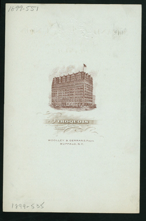 DINNER [held by] GRAND UNION [at] "SARATOGA SPRINGS, [NY]" (HOTEL;)