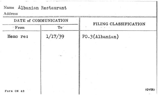 Albanian Restaurant