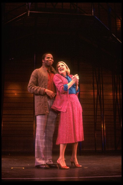 Actors Irving Allen Lee & Gwyda Donhowe in a scene fr. the Broadway musical "A Broadway Musical."
