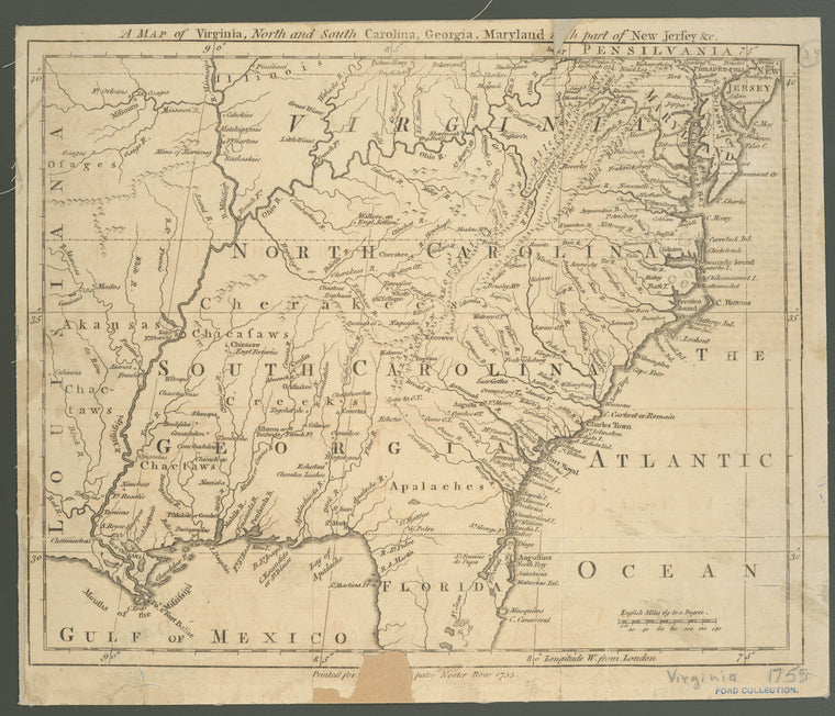 A map of Virginia, North and South Carolina, Georgia, Maryland with part of New Jersey &c.