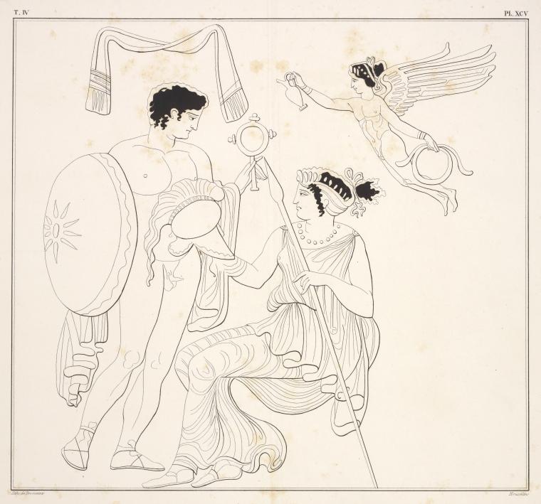Mars, with a mirror, Venus, and Eros who carries an oenochoé and a crown