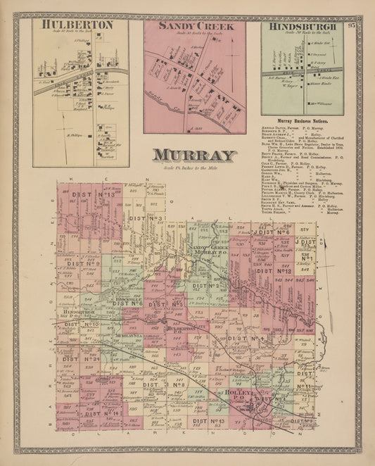 Hulberton [Village]; Sandy Creek [Village]; Hindsburgh [Village]; Murray [Township]; Murray Business Notices
