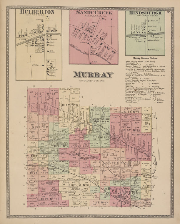 Hulberton [Village]; Sandy Creek [Village]; Hindsburgh [Village]; Murray [Township]; Murray Business Notices