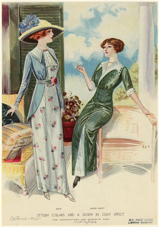 Stylish collars and a gown in coat effect