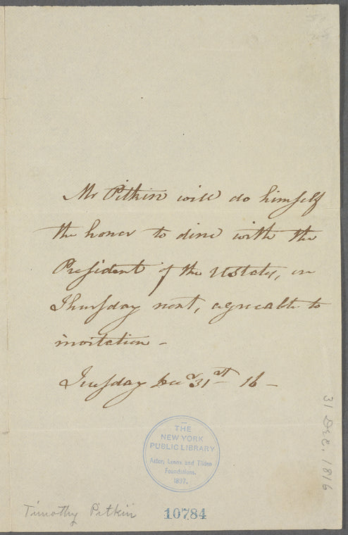 Letter from Timothy Pitkin