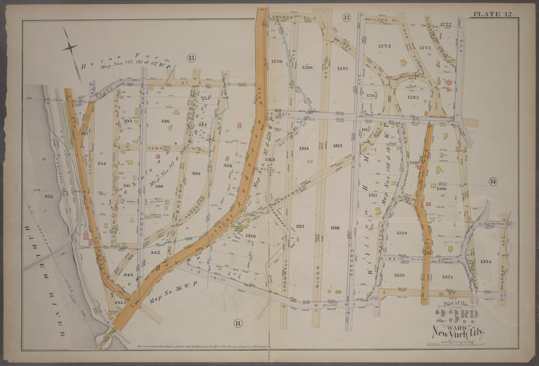 Plate 12: [Bounded by Devoe St., Jerome Anderson Ave., Endrew Pl. Walton Ave., Gerard Ave., Maillard Pl., Mott Ave., Sheridan Ave., E 163rd St., Sherman Ave., E. 161st St., Jerome Anderson Ave. and Sedgwick Ave.]