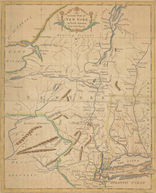 An Accurate map of New York in North America, from a late survey.