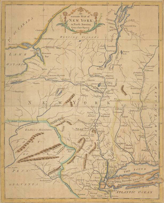 An Accurate map of New York in North America, from a late survey.