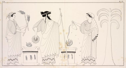 Celeus, assisted by his two daughters, making a libation