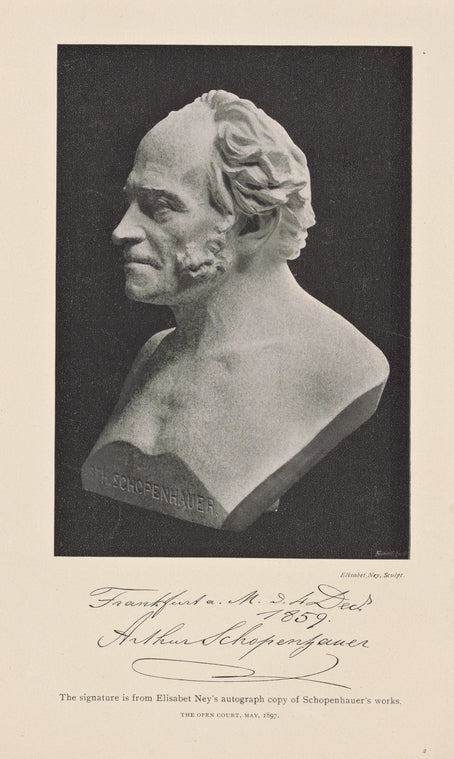 Frankfurt a. M. 4 Dec. 1859 Arthur Schopenhauer. The signature is from Elisabet Ney's autograph copy of Schopenhauer's works