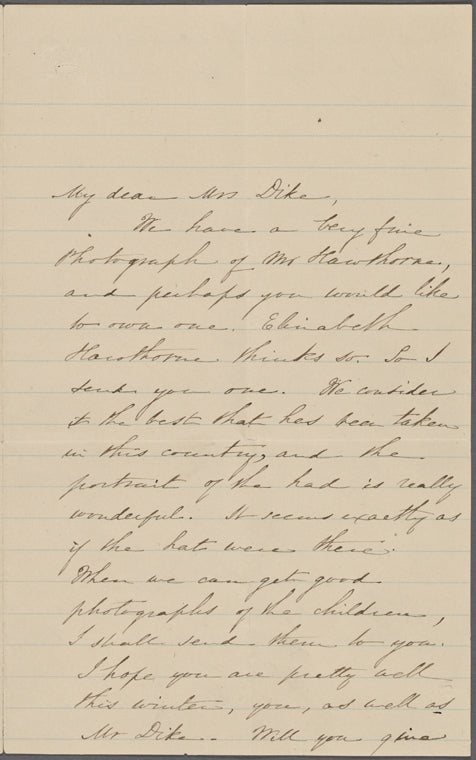 Dike, Mrs, ALS to. Feb. [24], 1862.