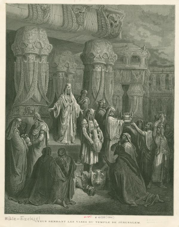 Cyrus rendant les vases du temple de Jérusalem