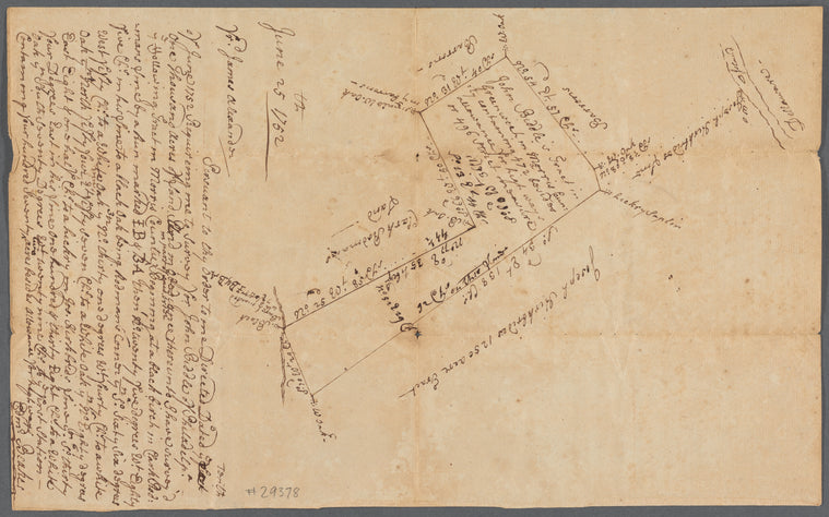 John Biddle's survey of 472 acres in Morris County, 1752 (survey of John Biddle's Land in Greenwich, Morris County (now in Warren County), by order of James Alexander)