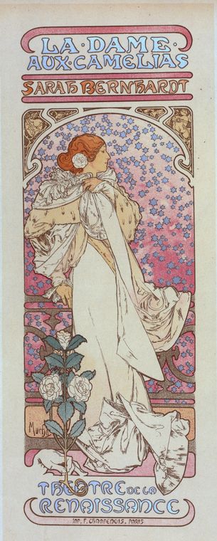 Affiche pour le Théâtre de la Renaissance, "la Dame aux Camélias".