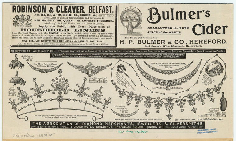Advertisement for jewelry, nineteenth century