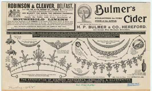 Advertisement for jewelry, nineteenth century