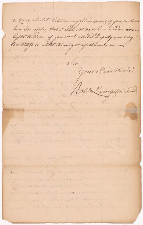 Livingston, Robert, Junr., addressed to Abraham Yates Junr. Esqr., High Sheriff of the City and County of Albany
