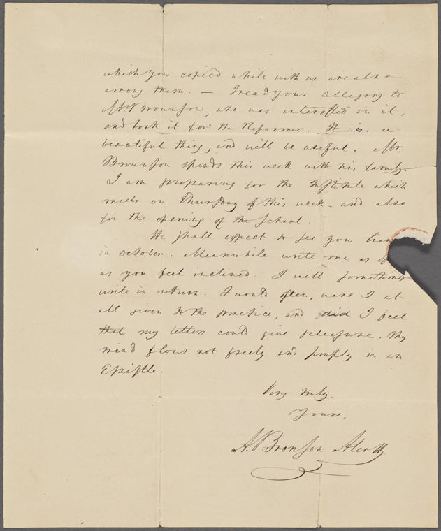 Alcott, A[mos] Bronson, ALS, to SAPH. Aug. 27, 1836.