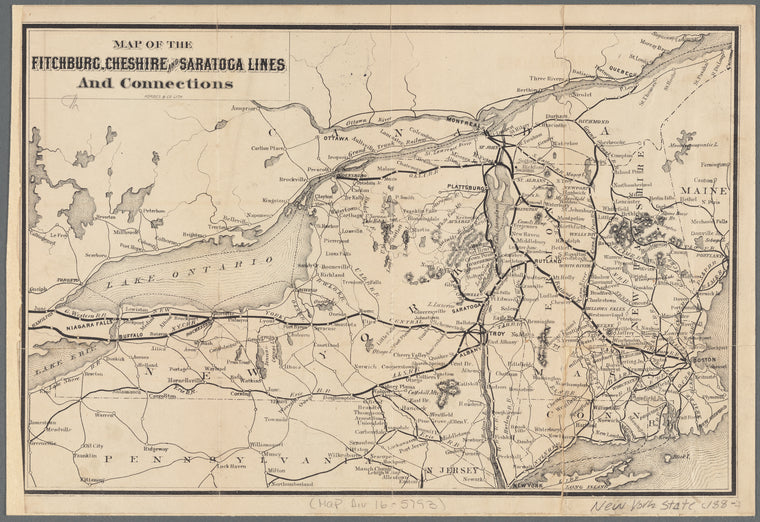 Map of the Fitchburg, Cheshire and Saratoga lines and connections