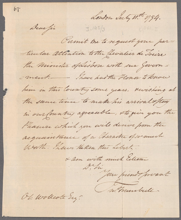 Jonathan Trumbull to Oliver Wolcott, London