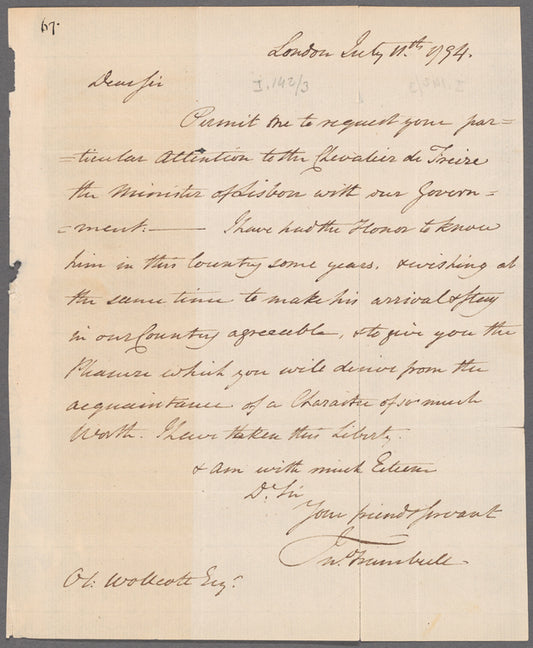 Jonathan Trumbull to Oliver Wolcott, London