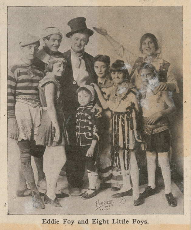 Publicity photograph of Eddie Foy and the Seven Little Foys for the Keystone Company as published in Moving Picture World, October 23, 1915