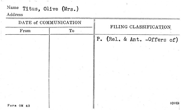 Titus, Olive (Mrs.)