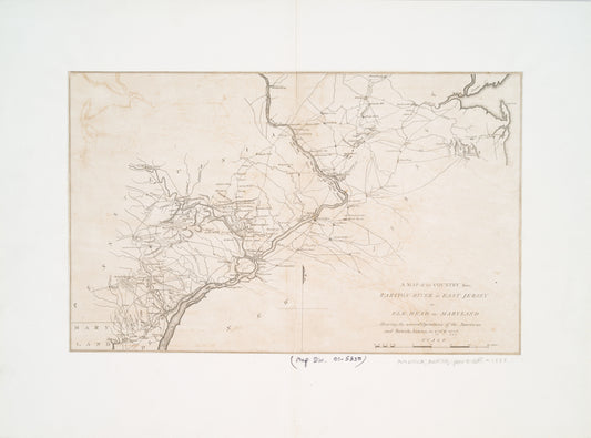 A map of the country from Rariton River in East Jersey to Elk Head in Maryland: shewing the several operations of the American and British armies, in 1776 & 1777