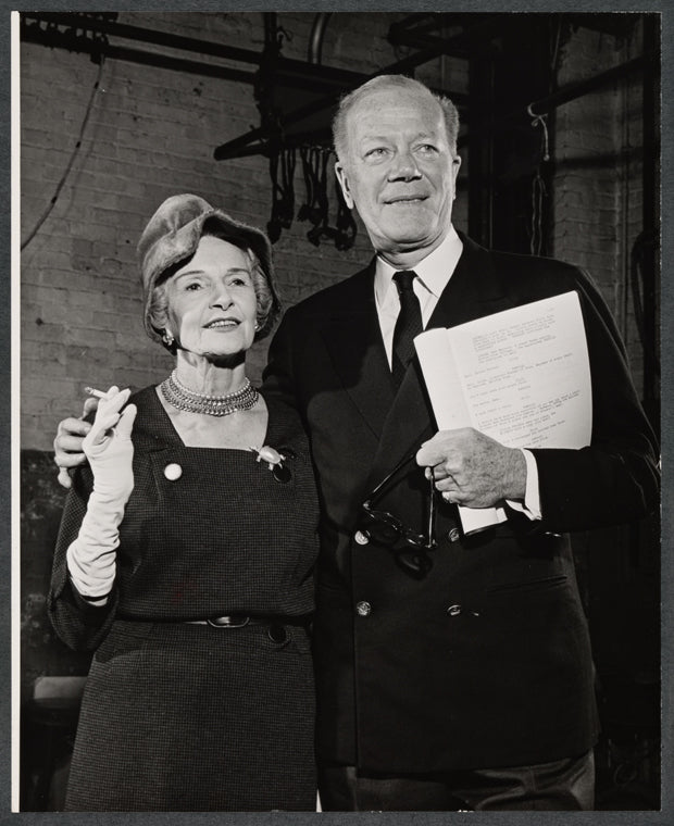 Cathleen Nesbitt and Cyril Ritchard in rehearsal for the stage production Romulus