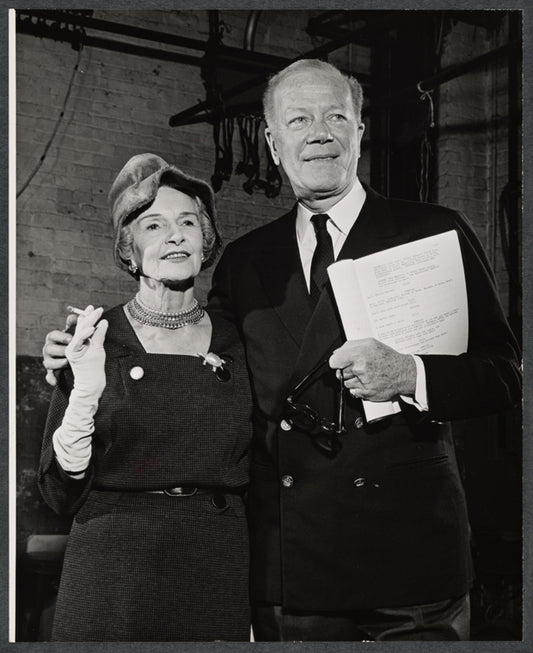 Cathleen Nesbitt and Cyril Ritchard in rehearsal for the stage production Romulus