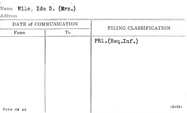 Wile, Ida D. (Mrs.)