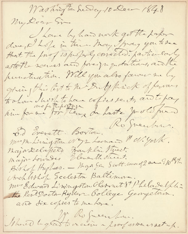 Robert Greenhow letter to John R. Bartlett